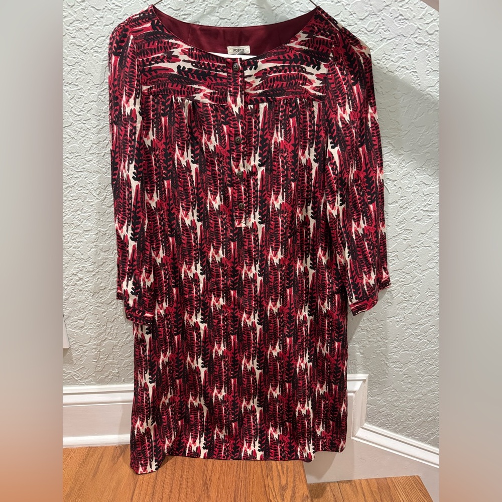 Women’s Fossil Red and White Midi dress size extra small